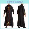 Heiliges Schwarzes Gewand Renaissance Mittelalter Mit Kreuz Kostüm Klerus Fließender Priester Missionar Ostern Jesus Papst Priester Männlich Lob Halloween