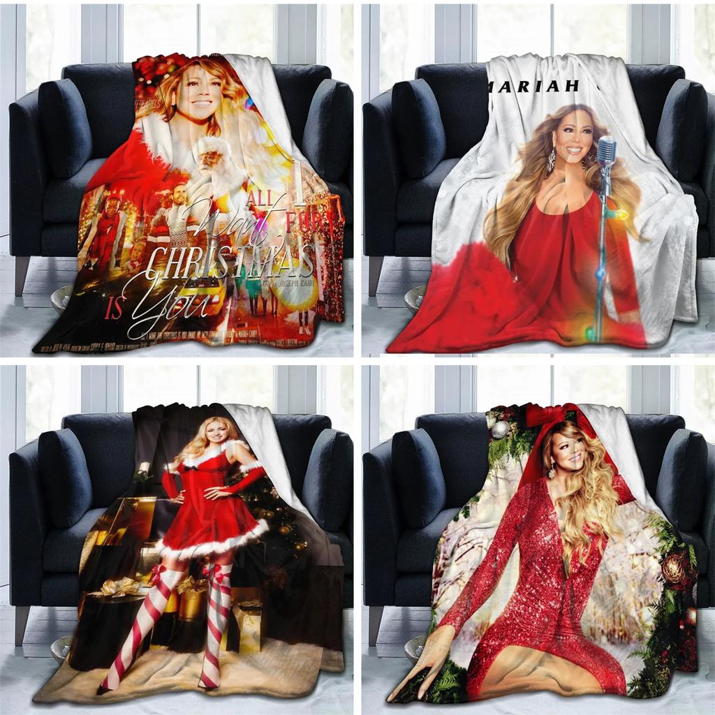 3D-Druck Mariah Carey Decke Weiche Sofadecke Überwurfdecke Fleece Wandteppich Weihnachten Warme Bettdecken für Schlafzimmer Couch