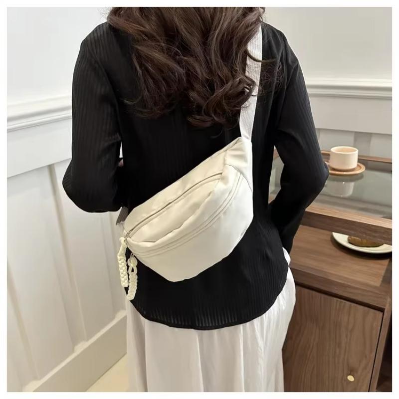 Canvas Running Waist Casual Fanny Packs Sport Chest Bag Banana Bag for Women Sling Crossbody Waist Pack Half Moon Belt Bag