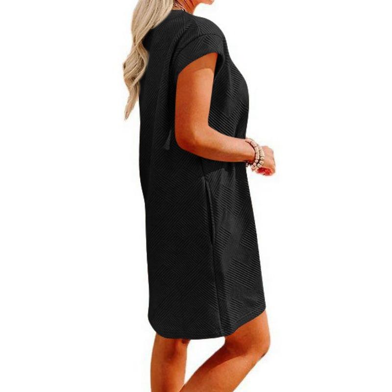 Lässiges Sportliches Rundhals-Taschen-Lockeres Kleid