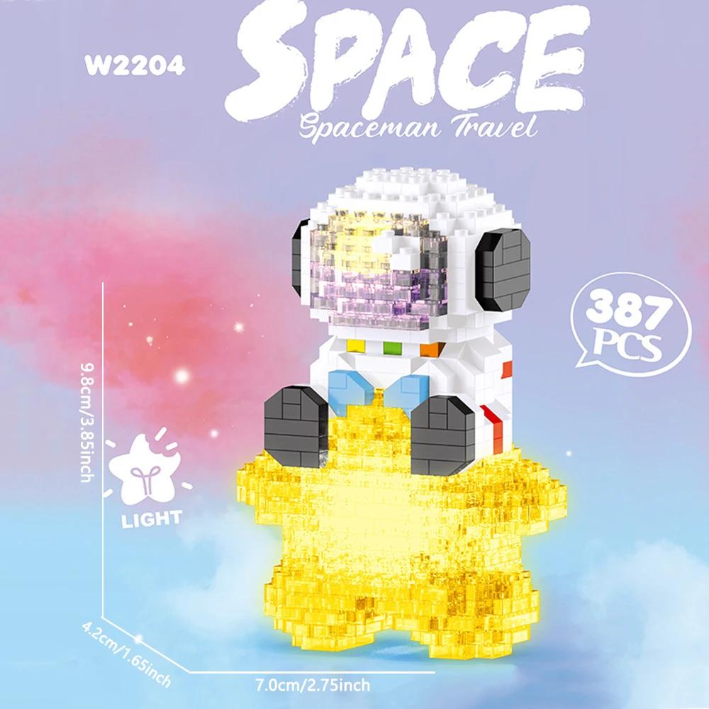 

LED Astronaut Building Blocks for Kids – Space Theme Toy with Pen Holder & Mini Lamp, Educational DIY Craft,birthday Present with box