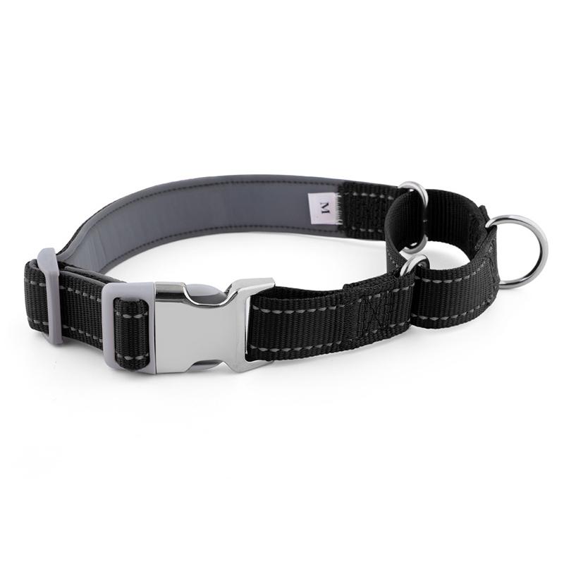 Portable Reflective Nylon Dog Chain Collar Adjustable Soft Diving Fabric Lining Outdoor Safety Cat Dog Collar Collier Pour Chien