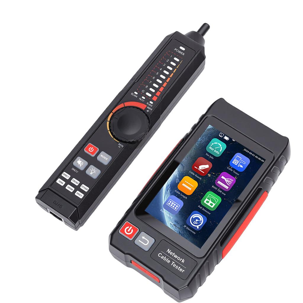Network Cable Tester Multifunction RJ45 UTP Ethernet Cable 4in IPS Touch Screen Support Network Tools VFL OPM POE++
