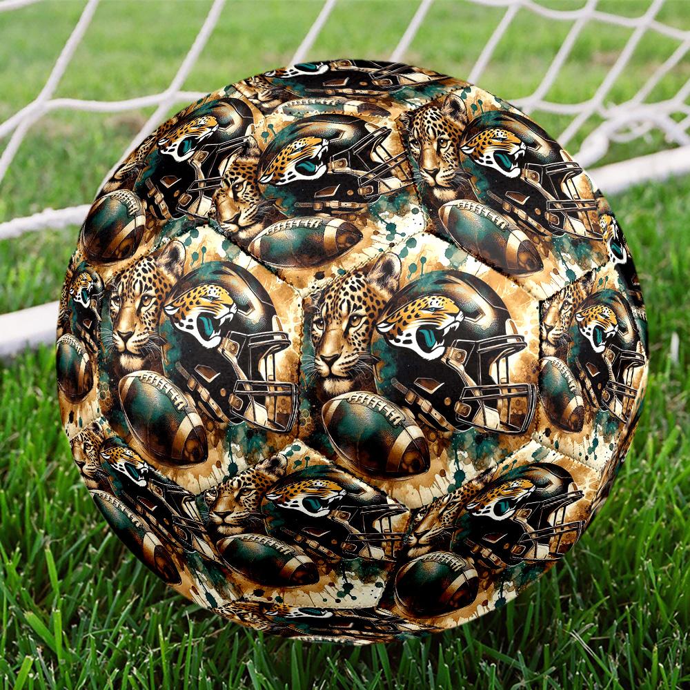 Jacksonville Jaguars Indoor Soccer Ball Size 5 Colorful All Ages Machine Stitched PVC Competition Ready Durable High-Bounce