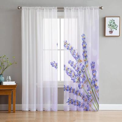 Lavender Purple Flowers Modern Tulle Curtains For Living Room Bedroom Home Kitchen Window Sheer Curtains