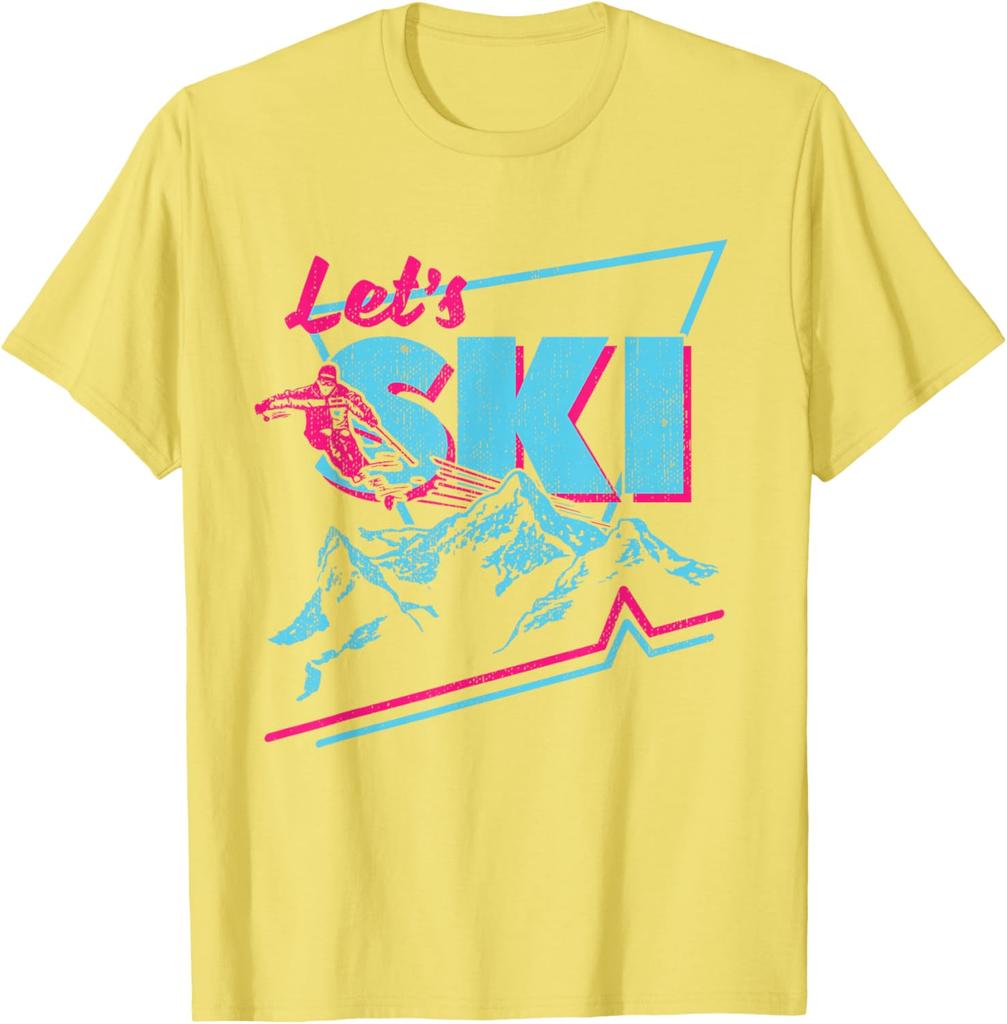 Retro 80er 90er Ski Grafik T-Shirt Vintage Neon Berg Schneesport T-Shirt