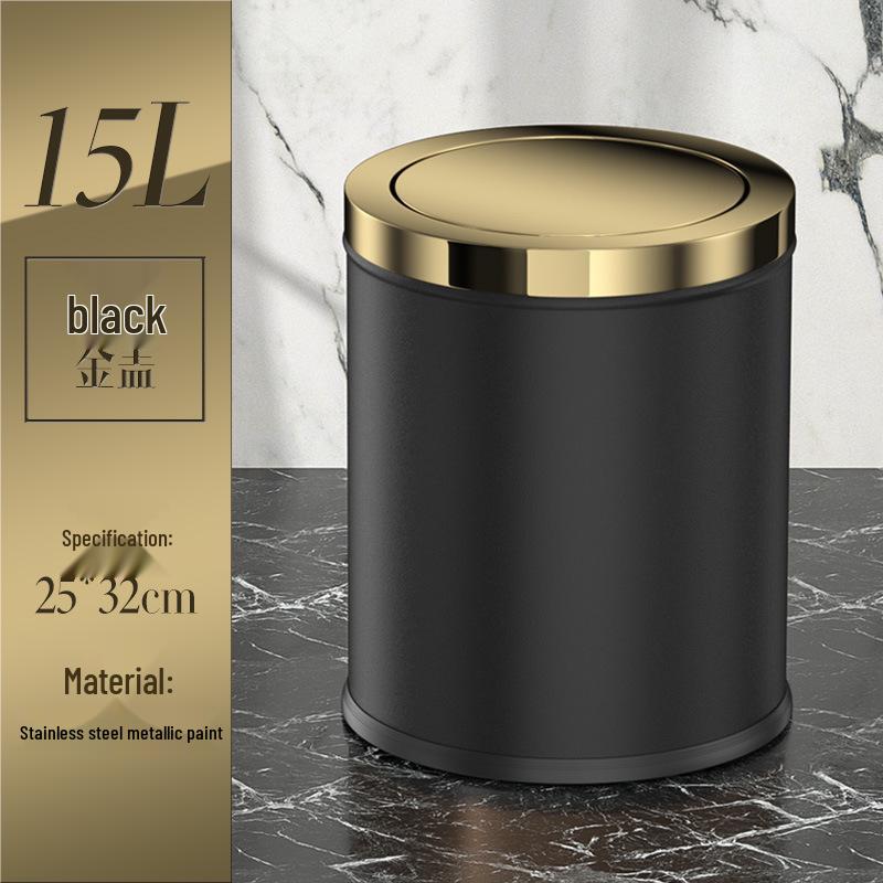 Stainless Steel Swing Lid Trash Can for Home and Kitchen, Light Luxury Design for Bathroom and Living Room.
