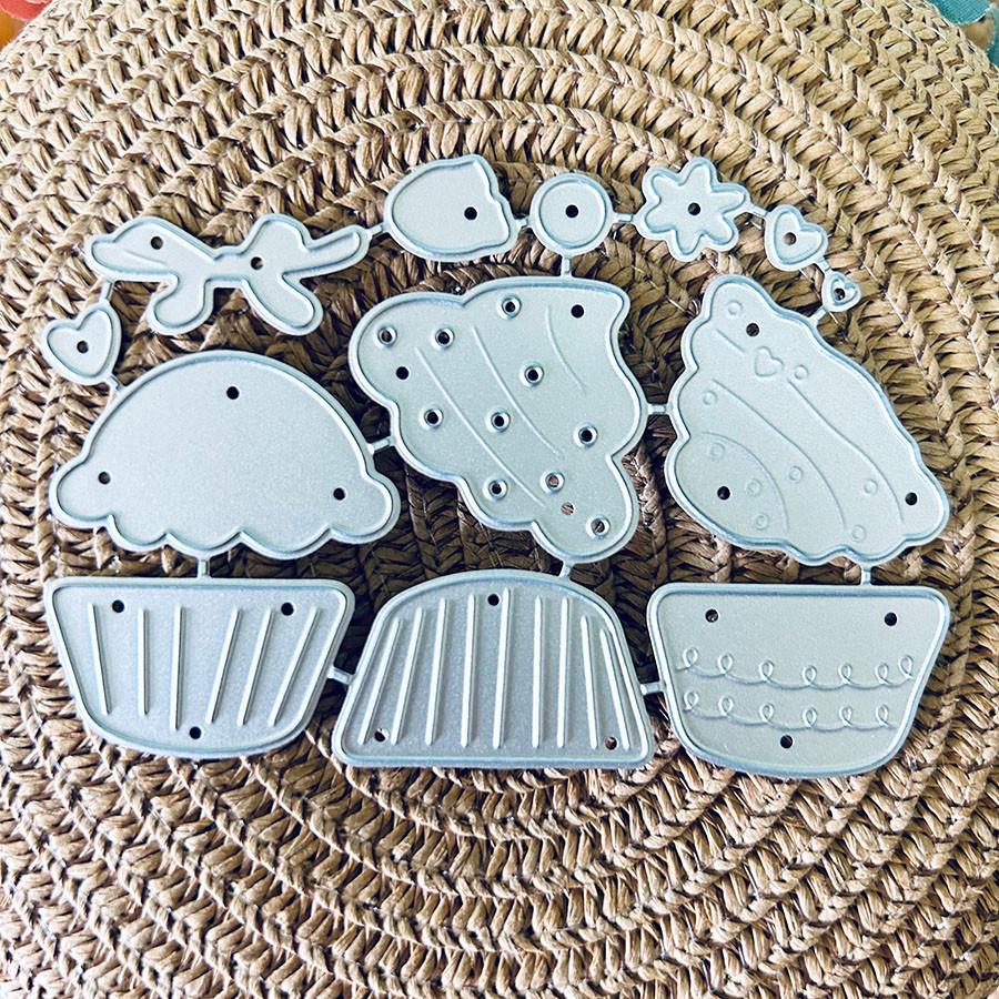 3 Stück Cupcake Stanzformen für Kartenherstellung, Stanzschablonen, Metall Stanzform, Scrapbooking Stanzformen, DIY geätzte Prägeschablone für Basteln