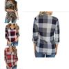 Women Vintage V-neck Loose Tops Long Sleeve Stylish T-shirt With Plaid Casual Design