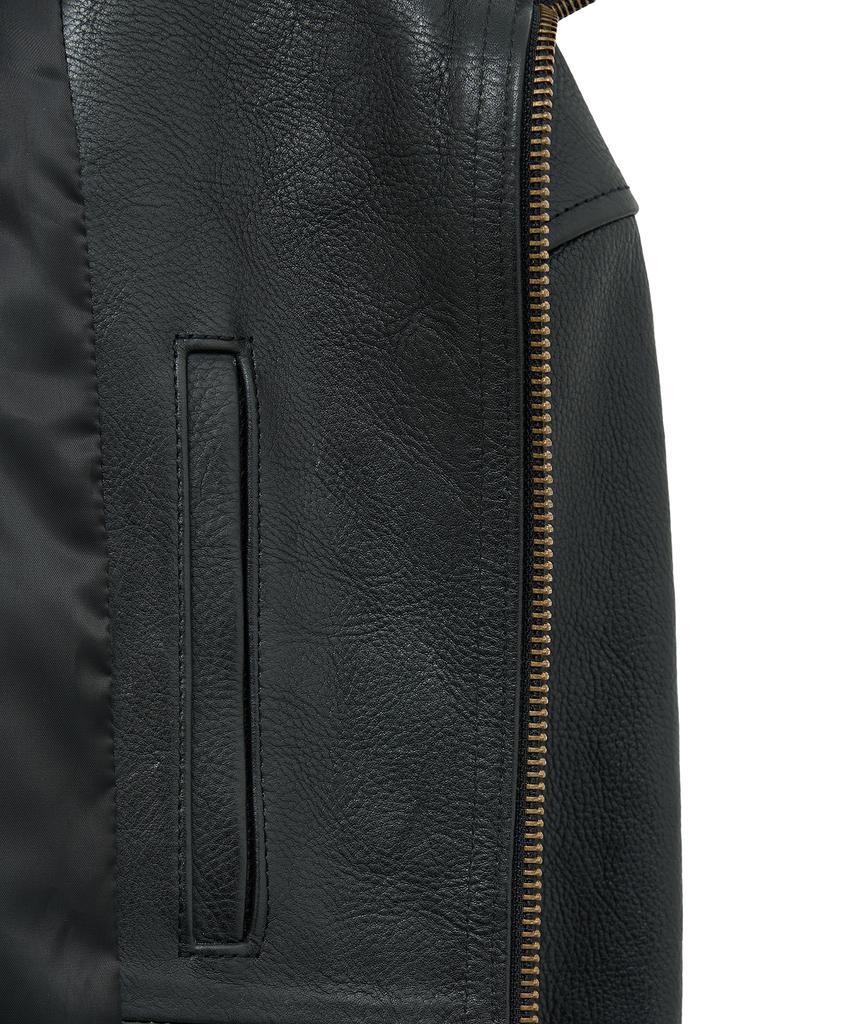 Noirer Antique Cow Leather High-Neck Blouson (Black)