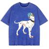 Japan Dalmatian Dog Prints Washed T-Shirts Mens Cotton Short Sleeve Tops Casual O-Neck Oversized T Shirt Summer Clothes