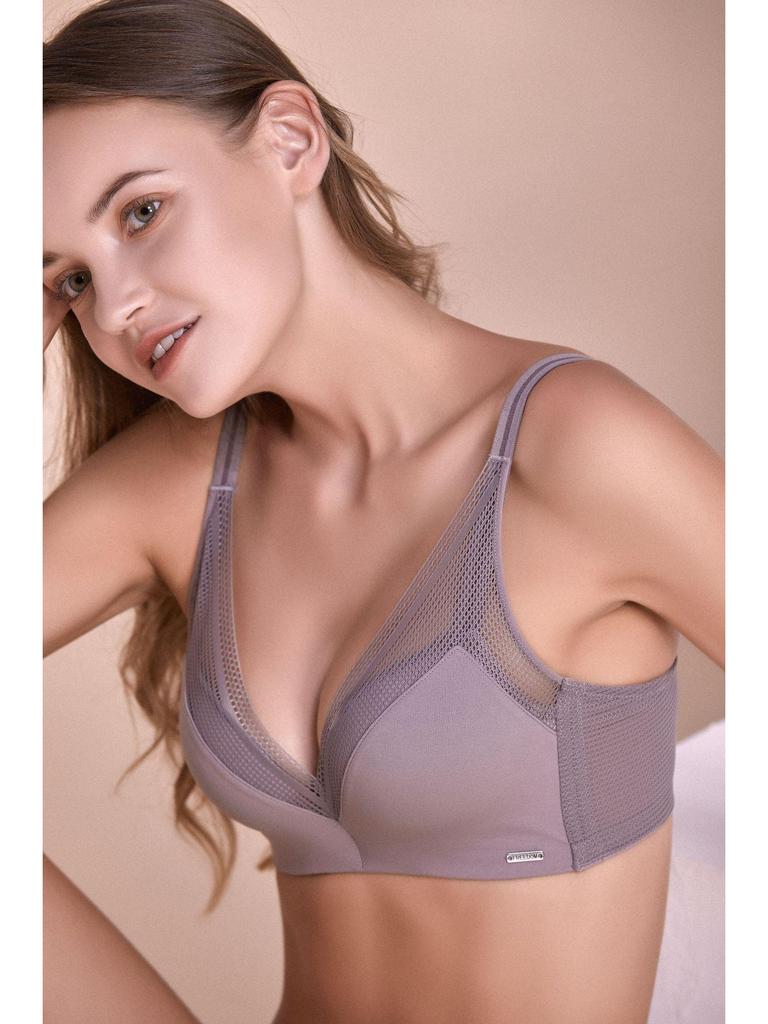High-End Minimalist Glossy Wire-Free Bra: Comfortable, Breathable, Small Bust, Thin Cup Women's Underwear.