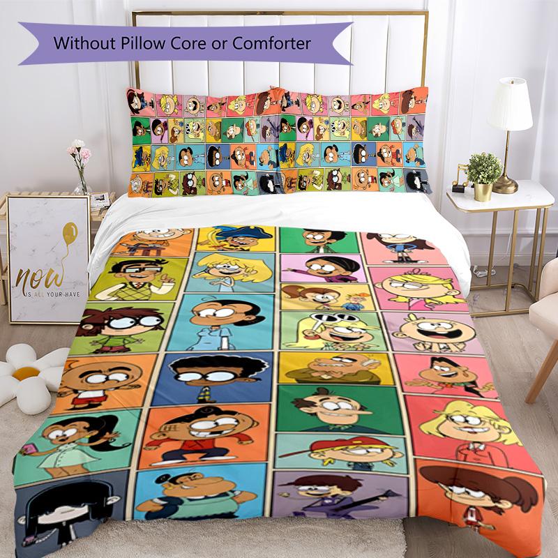 Loud House 3pcs Bedding Set Duvet Cover Closure Includes 1 Duvet Cover & 2 Pillowcases for All Seasons Bedroom Home Dorm Decor