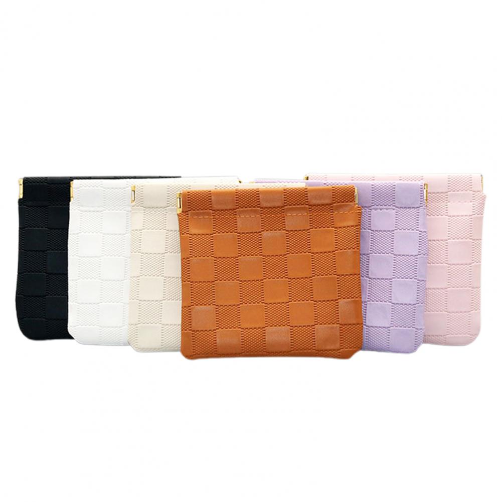 One-hand Open Bag Lightweight Storage Pouch Small Waterproof Makeup Bag for Purse Faux Leather Closure Organizer Pouch