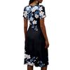 Women’s V Neck Short Sleeve Midi Dress with Large Floral Print A Line Soft Fabric for Casual and Daily Wear