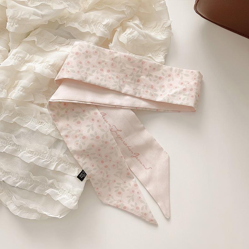 26 Letter Print Long Scarf Silk Small Scarf Narrow Ribbon Headband Handle Bag Band Bandana Hair Tie Hair Head Neck Neckerchief