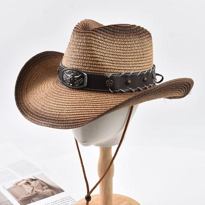 Sommer Western Cowboy Strohhut für Männer Frauen Outdoor Breiter Rand Sonnenhüte Urlaub Strand Atmungsaktive Jazzkappe