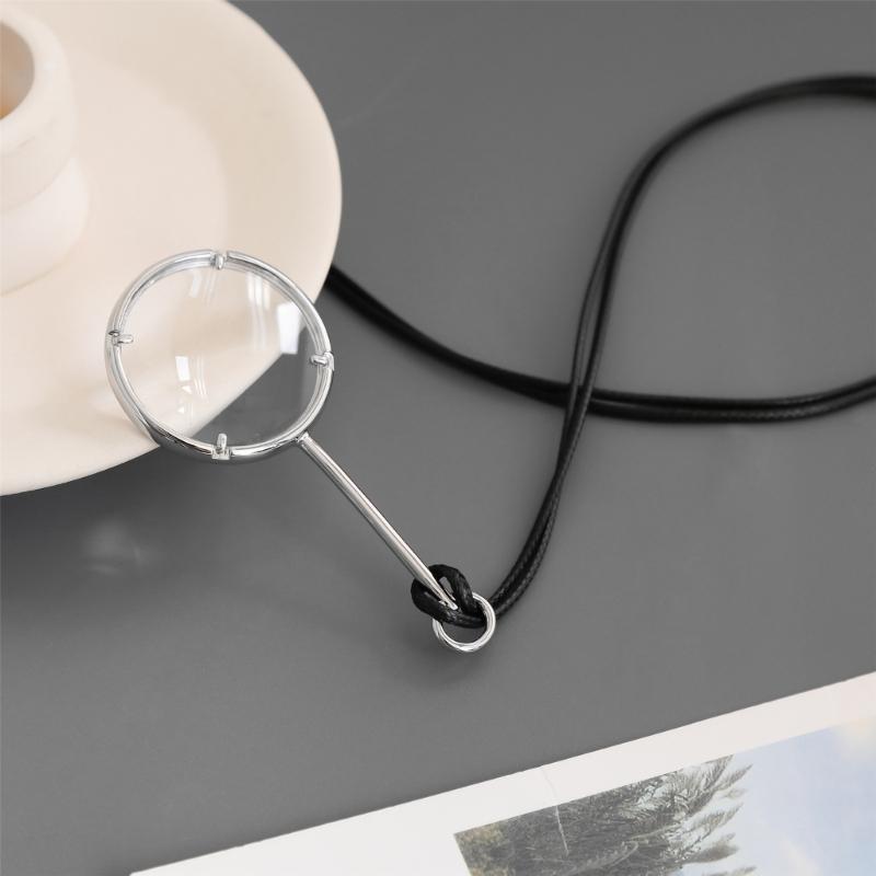 Fashion Magnifying Glass Necklace Alloy Glass Adjustable Chain Necklace Multifunctional Unique Accessory for Daily Wear