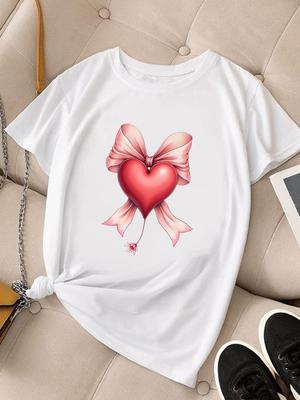 (Taille asiatique) Mode Femme Tee Top Vêtements T-shirt Femme Imprimé doux amour mignon années 90 Féminin Manches Courtes T-shirts Graphiques