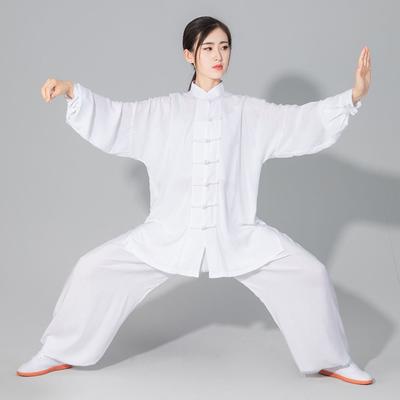 Uniformă Tai Chi pentru femei Costum Kung Fu din mătase Set de îmbrăcăminte pentru arte marțiale pentru doamnă Culoare bej