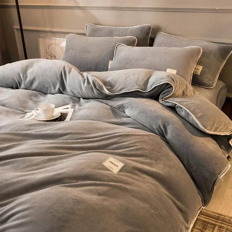 New Winter Coral Velvet Warm Sheets Soft Plush Pillowcases Flannel Sheets Bedding for Home Use