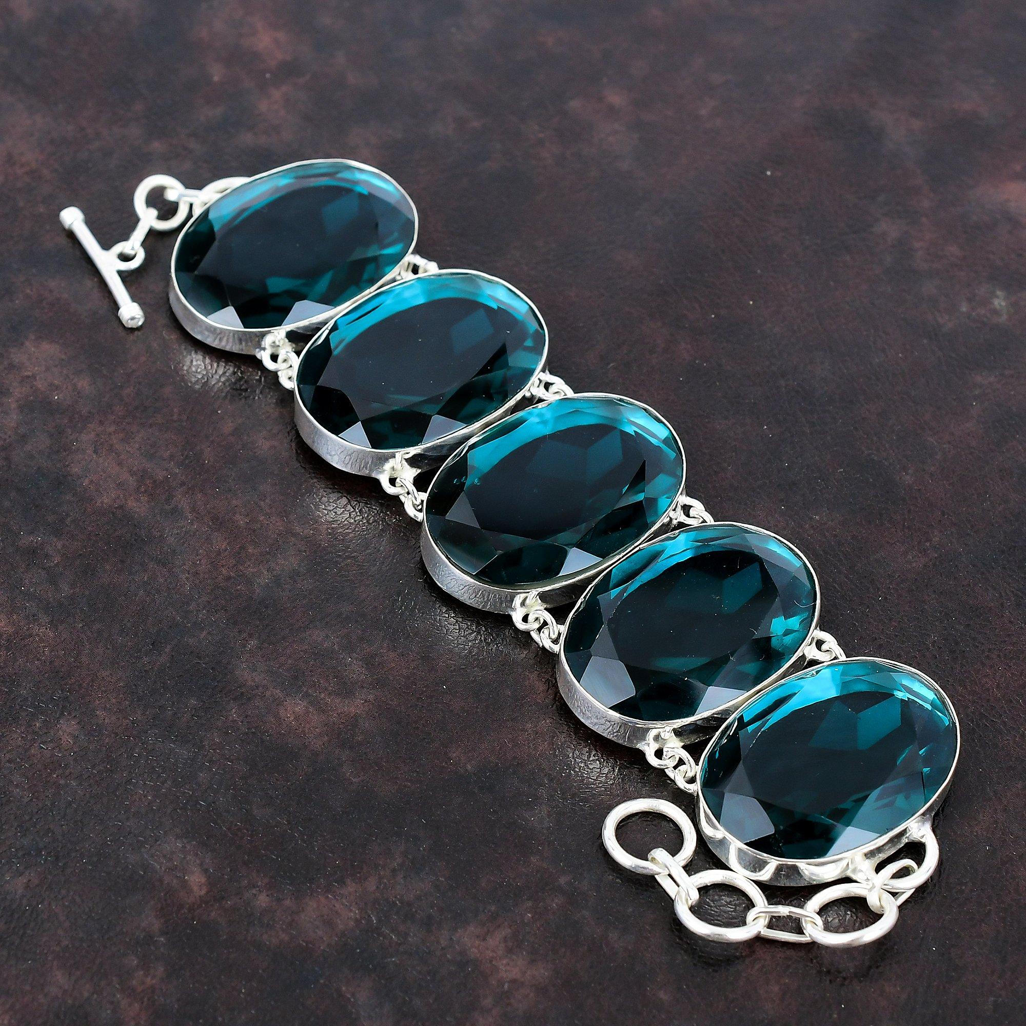 

Граненый браслет из индиколита, красивые ювелирные изделия ручной работы, браслет из стерлингового серебра 925 пробы, регулируемый браслет-цепочка, ювелирное изделие из драгоценного камня, подарок для жены Adjustable