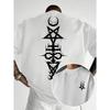 European Size Men's Dark Occult T-Shirt with Spell Chants & Wizard Rune Print - Loose Fit Casual Summer Tee Suitable for Daily Wear & Gothic Outfits