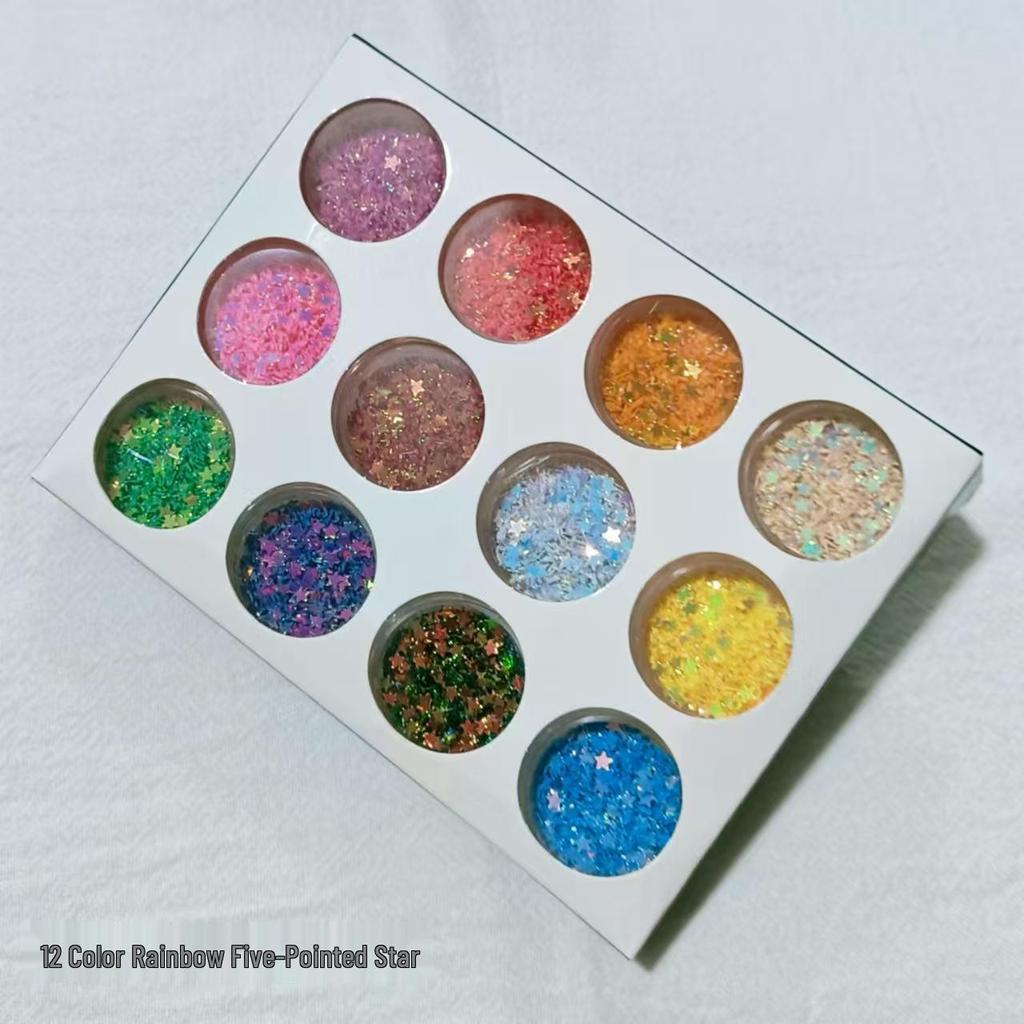 12-Color Crystal Nail Powder Glitter Set