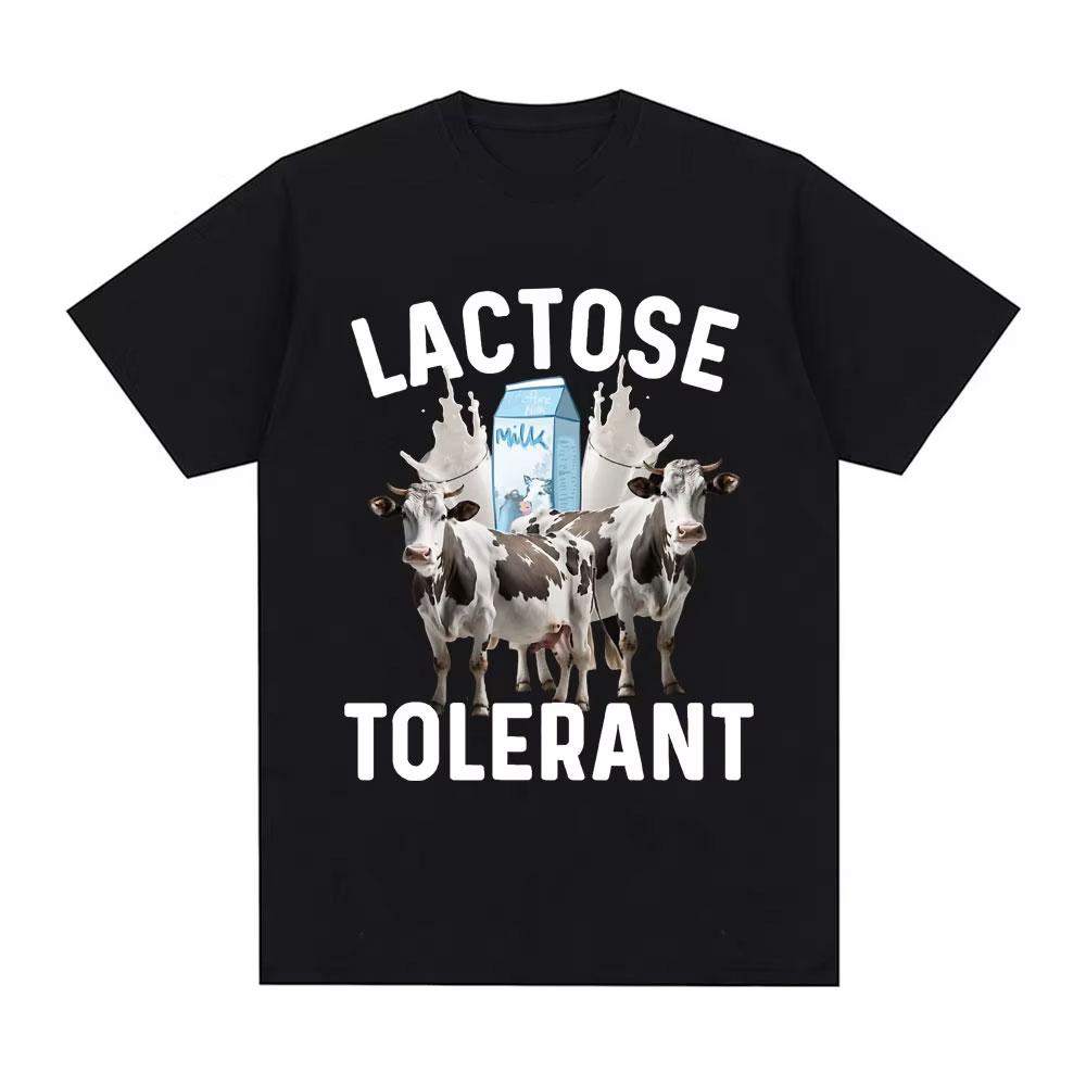 Lactose Intolerant Funny Meme Tee Shirt Men Women's Vintage Casual Short Sleeve T-shirt 100% Cotton Oversized Humor T Shirt Tops