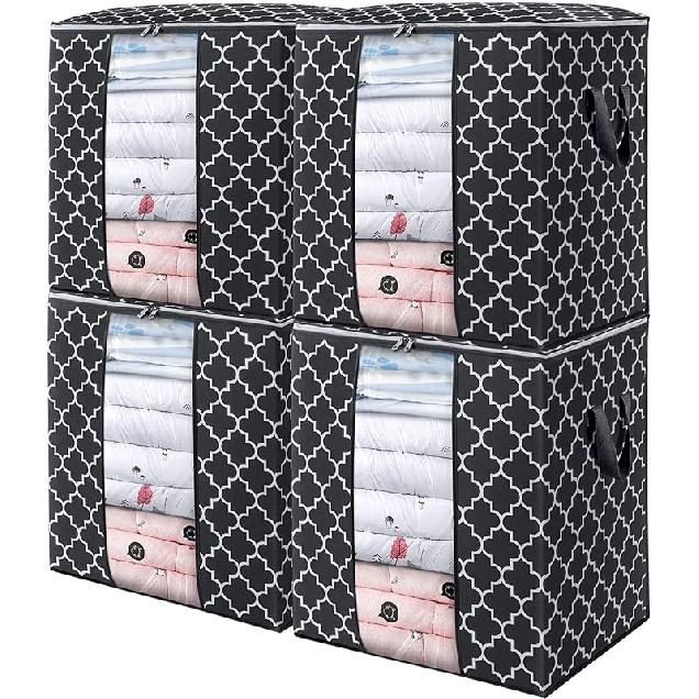 WISELIFE Storage Bags [3 Pack/100L] Large Blanket Clothes Organization and Storage Containers for Comforters,Bedding, Foldable Organizer with 2x 100L
