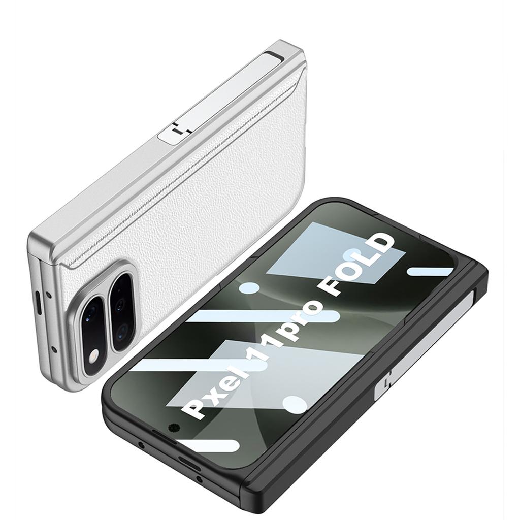 Applicable To Google Pixel11ProFold Mobile Phone Case Hinged All-inclusive Plain Leather Personalized Protective Case