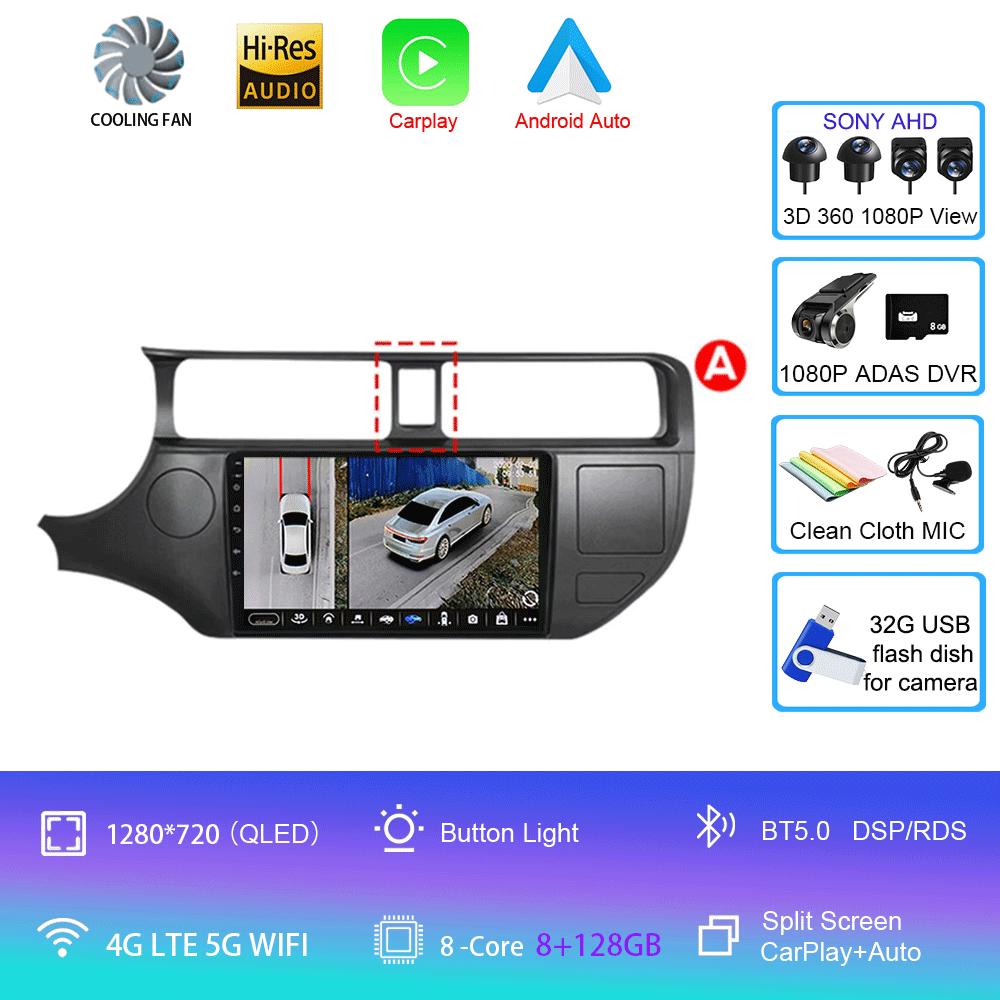 For Kia RIO 4 K3 2011-2017 2K QLED Android 14 Car Radio Multimedia Player 2 Din GPS Navigation stereo DVD Head Unit