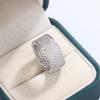 Silver Plated New Fashion Five Row Full Diamond Men's Ring Flash Diamond Party Wedding Jewelry Gift