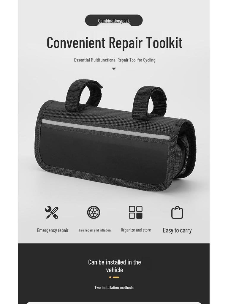 Universal Bicycle Repair Kit: Multi-Tool, Air Pump, Tire Patching, and Riding Bag for Mountain Bikes