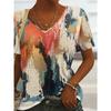 Women's Summer New Plus-size Women's Fashion Printed Casual V-neck Short-sleeve T-shirt Mini A-style