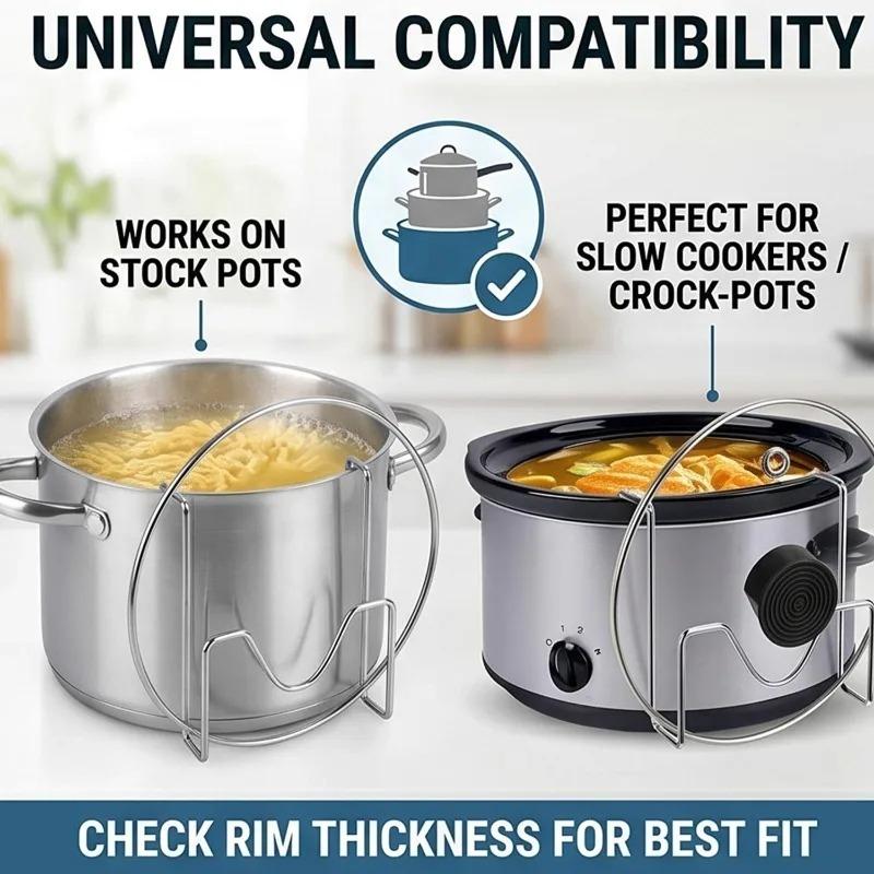 Kitchen Pot Lid Holder Stainless Steel Pan Cover Rack Pot Side Stand Modern Lid Rest Organizer Space Saving Kitchen Accessories