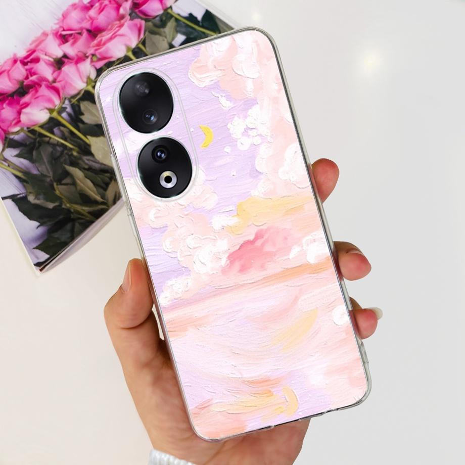 Para Honor 90 / Honor 90 Lite 90 Pro 90 Smart Case Funda de Silicona Suave Elegante de Lujo Hermosa Flor de Cerezo Fundas Tapa Transparente