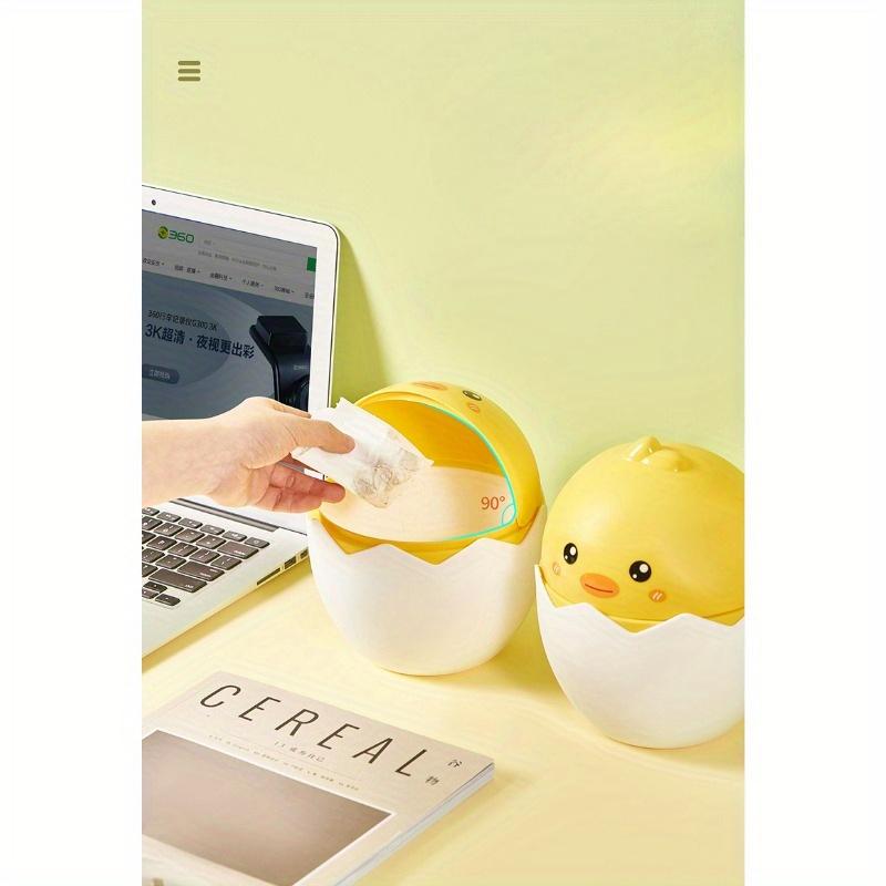 2 szt. Urocze Żółte Gumowe Kaczuszki Mini Kosze na Śmieci, Biurkowe Kosze z Klapką i Uroczym Wzorem Kaczki, Kompaktowe Plastikowe Pojemniki do Przechowywania do Sypialni, Biurka, Biura