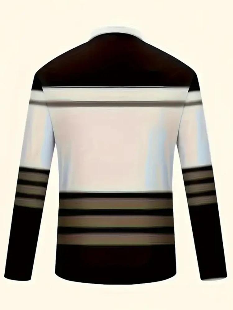 Spring Men's Zipper Long Sleeved Polo Shirt, Comfortable Polyester Fiber Casual Contrasting Color Outfit Suitable for Daily Outings and Entertainment