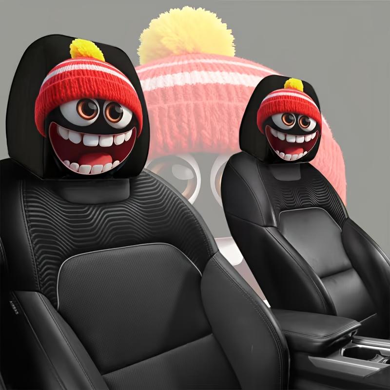 2 pezzi di Copricapo per Poggiatesta Auto a Forma di Cappello Rosso dei Cartoni Animati, una Decorazione Essenziale per l'Auto, Versatile e Adatto per la Guida su Lunga Distanza