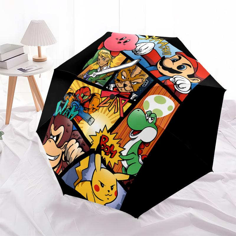 1 pezzo Super Smash Bros. Ombrelli Pieghevoli con Apertura/Chiusura Automatica, Ombrelli da Viaggio Portatili e Compatte, Regalo per Uomini e Donne y13