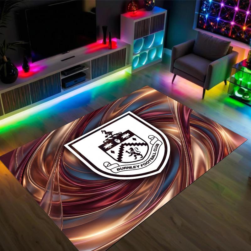 Burnley Football Design Crystal Velvet Carpet Cozy Non?Slip Printed Rug For Bedroom Living Room Entrance