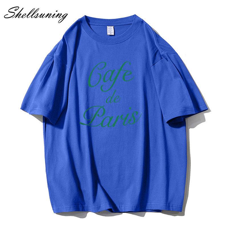 Shellsuning забавные футболки с буквенным принтом женские летние свободные хлопковые — фото 17