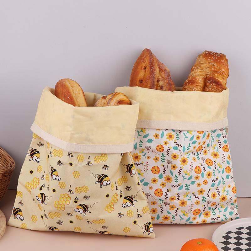 VP 1PC Non-Woven Fabric Beeswax Linen Bread Bag For Homemade Bread Eco Friendly Food Storage Bags Reusable Bread Bags