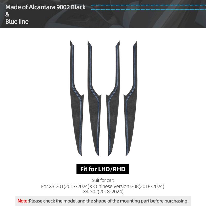 For BMW X3 G01 G08  X4 G02 Made of Alcantara Car Interior Door Panel Trim Strips Performance Stickers 4pcs Tuning Accessories