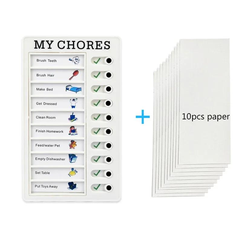 Reusable My Chores Checklist Daily Planner Memo Plastic Board Chore Chart Responsibility Behavior for Kid Self-discipline Card