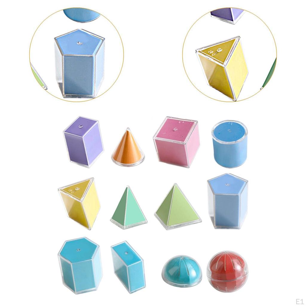 12Pcs Geometric Shapes Blocks Teacher Aids Boys Girls Math Games Practical Reusable Shape