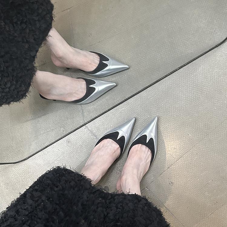 Spring New Bag Head Half Slippers Female Outer Wear Temperament Fairy Stiletto with Shoes