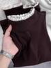 Women's French Lace Trim Plush Long-Sleeve T-shirt: Stylish, Slimming Base Layer for Autumn/Winter