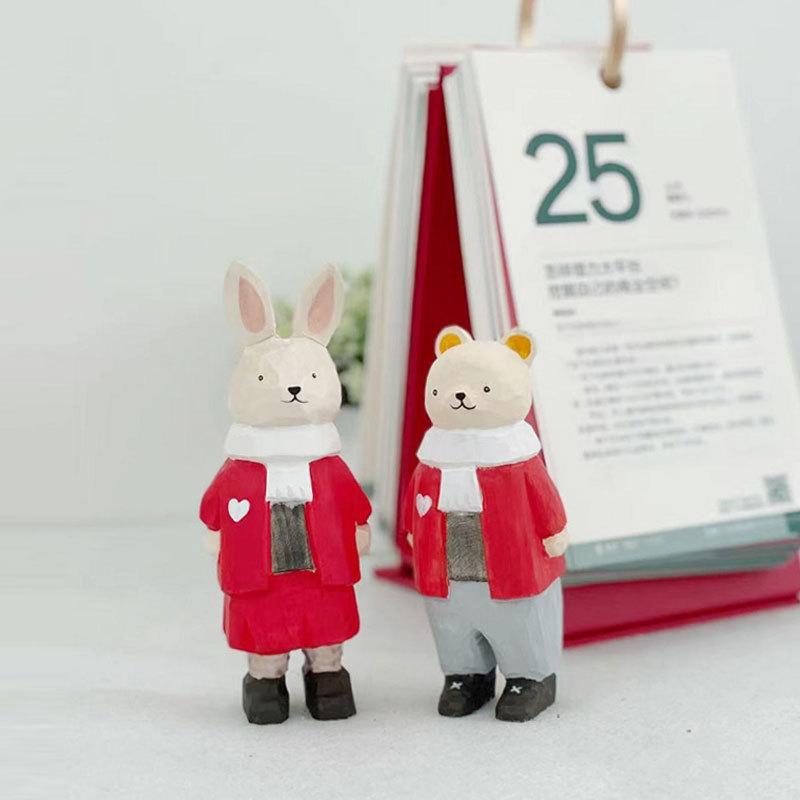 Tierfigur aus Holz, moderne minimalistische Heimdekoration, Kinderzimmer-Schreibtischaccessoire